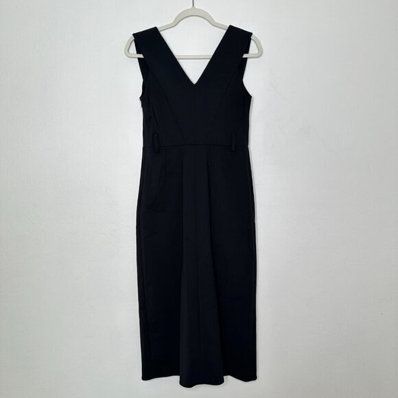 Derek Lam Black Midi Shift Career Dress Front Slit Size 8 - Picture 6 of 9